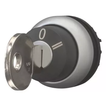 Eaton M22-WRS3-MS3 Comutador rotativo com chave, 3 posições, retenção, 22,5 mm, preto/prateado 111774