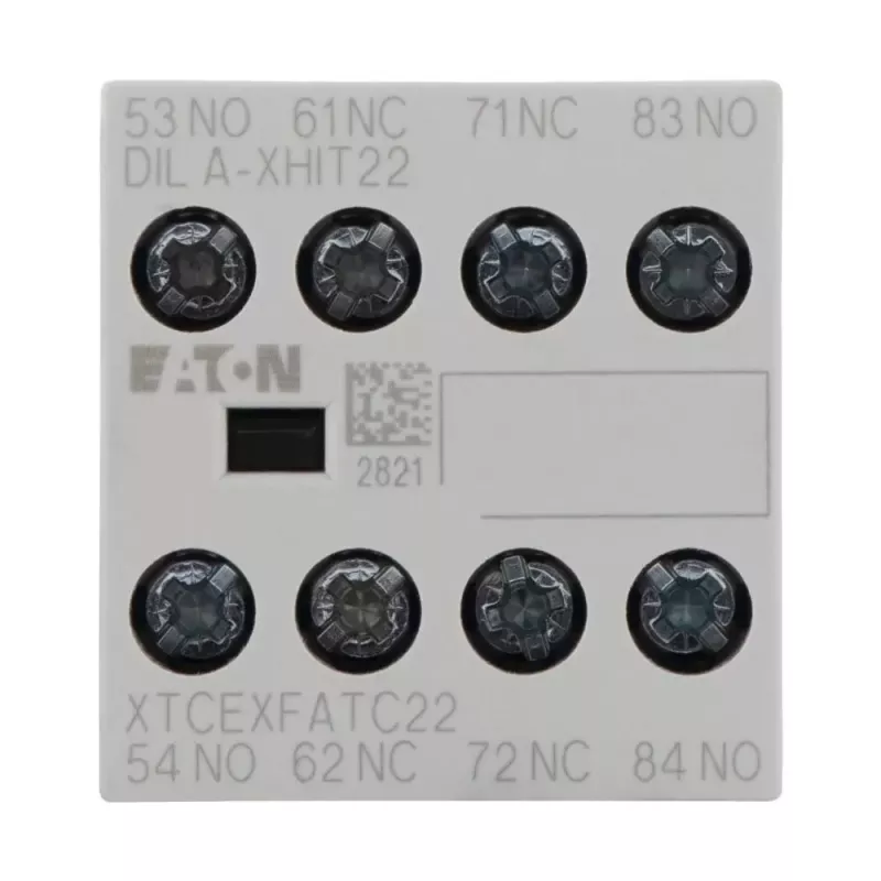 Bloco de contactos auxiliares Eaton DILA-XHIT22, 2NO+2NC, montagem frontal, terminais de parafuso, preto/branco 101044