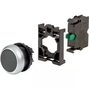 Botão de pressão Eaton M22-D-S-K10-BVP, saliente, preto, anel frontal de plástico, 1NO 110933