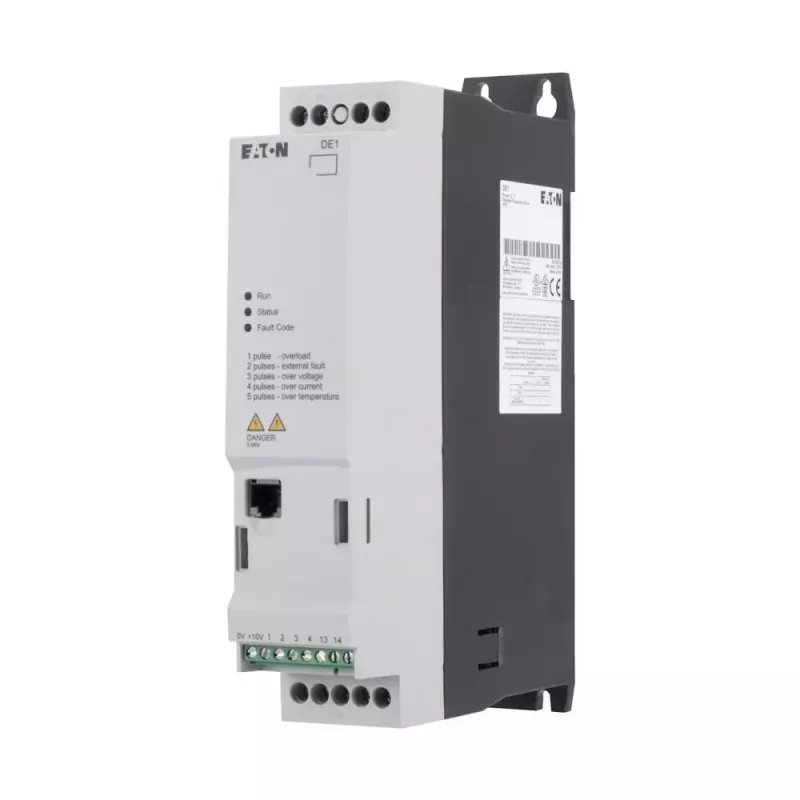 Eaton DE1-124D3FN-N20N variador de frequência 0,75 kW 1 fase 200-240 V, IP20, preto/branco 174330