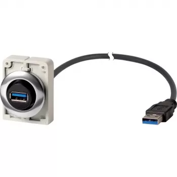 Eaton M30C-FUSB-60 tomada USB 3.0 Type-A de encastrar com cabo de 1,5 m, anel frontal metálico Y7-187084