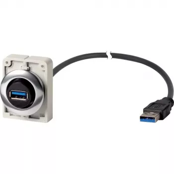 Eaton M30C-FUSB-60 tomada USB 3.0 Type-A de encastrar com cabo de 1,5 m, anel frontal metálico Y7-187084
