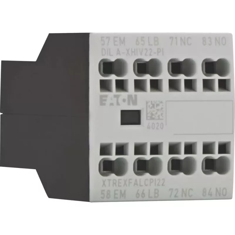 Bloco de contactos auxiliares EATON DILA-XHIV22-PI, 4 polos, 2NO+2NC, 16 A, montagem lateral 199322