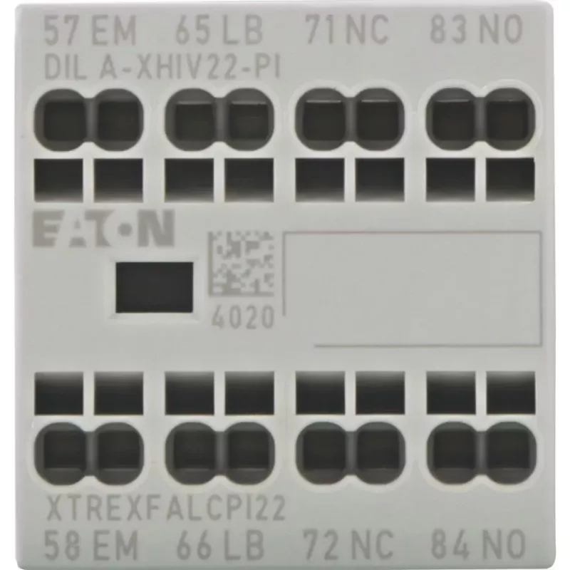 Bloco de contactos auxiliares EATON DILA-XHIV22-PI, 4 polos, 2NO+2NC, 16 A, montagem lateral 199322