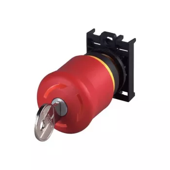 Eaton M22-PVS/K01 Botão de emergência, desbloqueio por chave, 1 NC, montagem frontal, 22,5 mm, vermelho/amarelo 216514