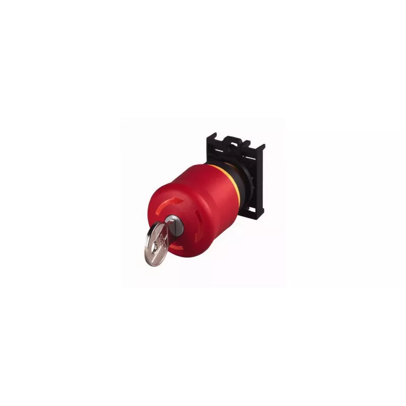 Eaton M22-PVS/K01 botão de paragem de emergência, desbloqueio por chave, 1 NC, montagem frontal 216514