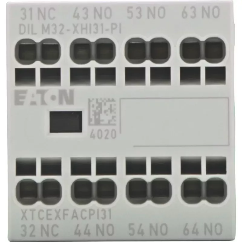 Eaton DILM32-XHI31-PI Módulo de contacto auxiliar, 3NO+1NC, 4A, terminais de parafuso, montagem frontal para contatores DILM7-DILM32 199312