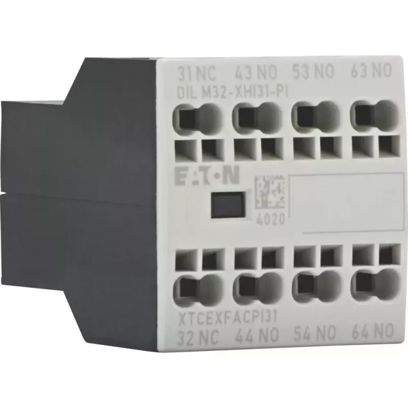 Eaton DILM32-XHI31-PI Módulo de contacto auxiliar, 3NO+1NC, 4A, terminais de parafuso, montagem frontal para contatores DILM7-DILM32 199312