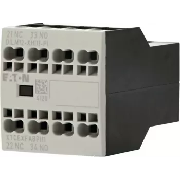 Eaton DILM12-XHI11 Bloco de contacto auxiliar, 1NO+1NC, montagem frontal, terminais de parafuso 199456