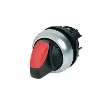 Eaton M22-WRLK-R Interruptor rotativo de chave, 2 posições, com retenção, anel frontal preto, chave prateada, indicador vermelho, 22,5 mm 216825