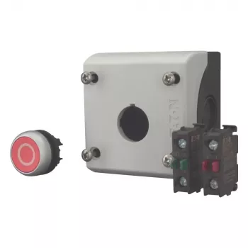 Eaton M22-D-R-X0/KC11/I Acionador de botão de pressão com bloco de contactos, Vermelho, Titânio, Plástico, IP66/IP67/IP69 216521