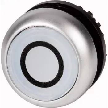Eaton M22-DL-W-X0 Acionador de botão de pressão, botão branco, anel frontal preto, 22,5 mm, Momentâneo 216940