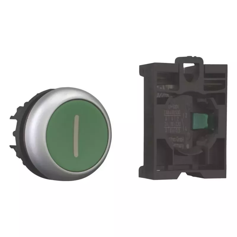 Eaton M22-D-G-X1-K10-BVP Botão de pressão com anel frontal de plástico, verde, 1 NA 110937