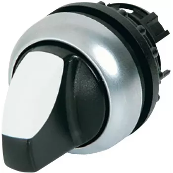 Eaton M22-WRLK3-W Acionador de interruptor basculante de 3 posições, Plástico, alavanca branca, aro titânio 216843-BK