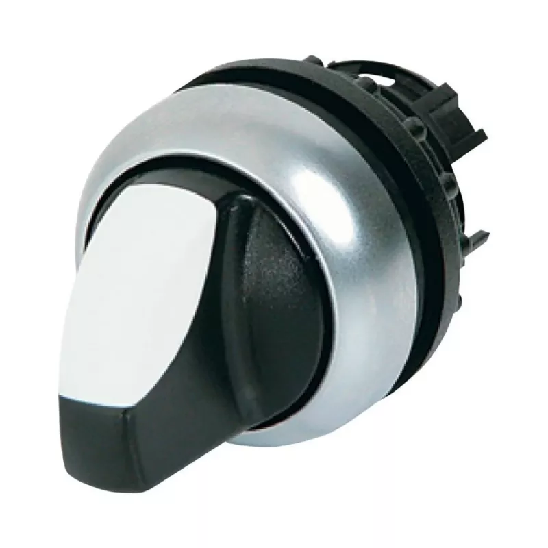 Eaton M22-WRLK3-W Acionador de interruptor basculante de 3 posições, Plástico, alavanca branca, aro titânio 216843-BK
