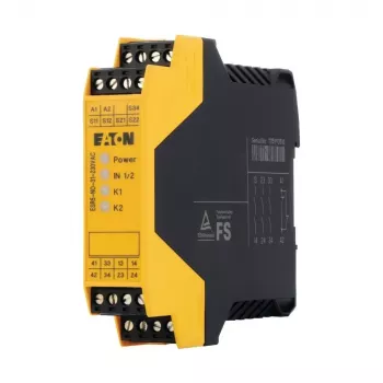 Eaton ESR5-NO-31-230VAC Relé de segurança, 230V AC, 3 contactos de segurança NA, 1 contacto auxiliar NF, calha DIN 119380