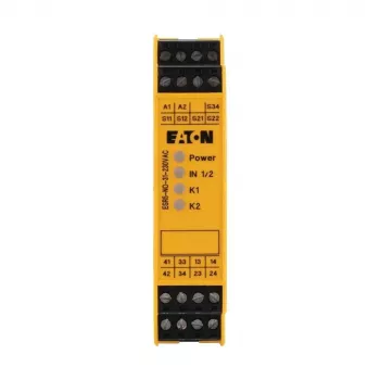 Eaton ESR5-NO-31-230VAC Relé de segurança, 230V AC, 3 contactos de segurança NA, 1 contacto auxiliar NF, calha DIN 119380