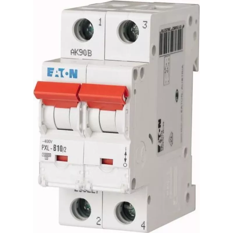 Eaton PXL-B10/2 Disjuntor de proteção de linha, 1 polo, característica B, 10 A, 6 kA, montagem em calha DIN 236227