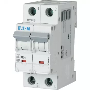 Eaton PXL-B16/2 Disjuntor de proteção de linha, 16 A, 2 polos, tipo B, 10 kA, 230/400 V AC, calha DIN 236231