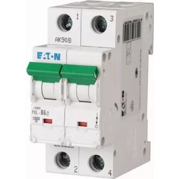 Eaton PXL-B6/2 disjuntor magnetotérmico (MCB), 2 polos, característica B, 6 A, 10 kA, calha DIN 236225