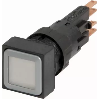 Eaton Q18LT-WS RMQ16 botão de pressão, momentâneo, 1 NA, branco iluminado, colar preto, 16 mm, terminais de parafuso, 5 A / 250 V AC 089202