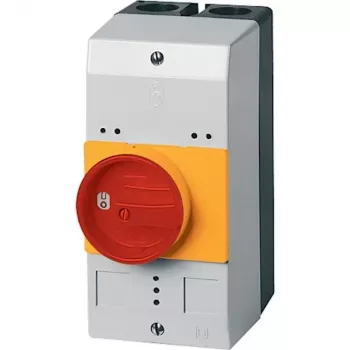 Eaton CI-PKZ0-GRM caixa vazia com botão de emergência, IP65, 158 x 80 x 126 mm, vermelho/amarelo 260104