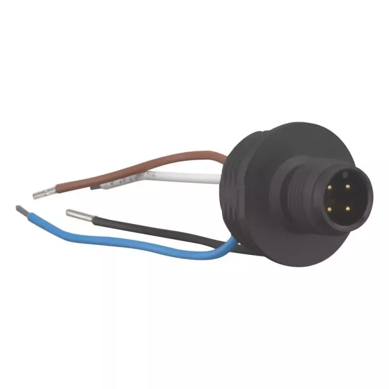 EATON Conector macho reto de 4 polos codificação A M12, ligação por parafuso, IP65/IP67, 230V/4A, caixa em PBT, contactos dourados, cabo 4-6mm 266135