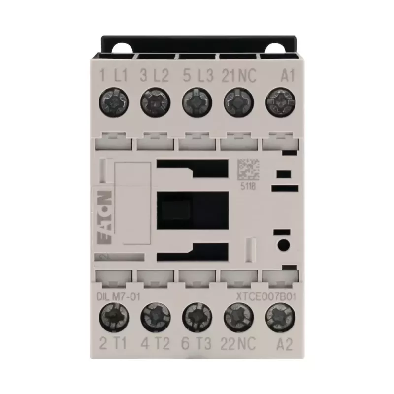 Eaton DILM7-01 Contator, 3 polos, 7 A, bobina 230 V AC 50 Hz / 240 V AC 60 Hz, 1 contacto auxiliar NC 276585