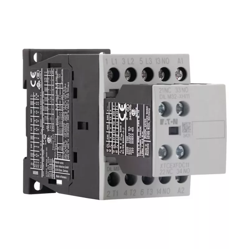 Eaton DILM9-21 Contator de potência 3 polos 4kW 400V bobina AC 230V 50Hz 2NO+1NC 276760