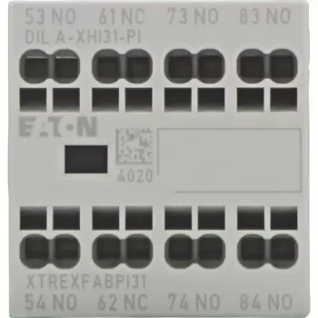 Eaton DILA-XHI31-PI Bloco de contactos auxiliares, 3NO+1NC, montagem frontal, terminais de parafuso, para contatores DILM7-DILM38 e relés DILA 199318