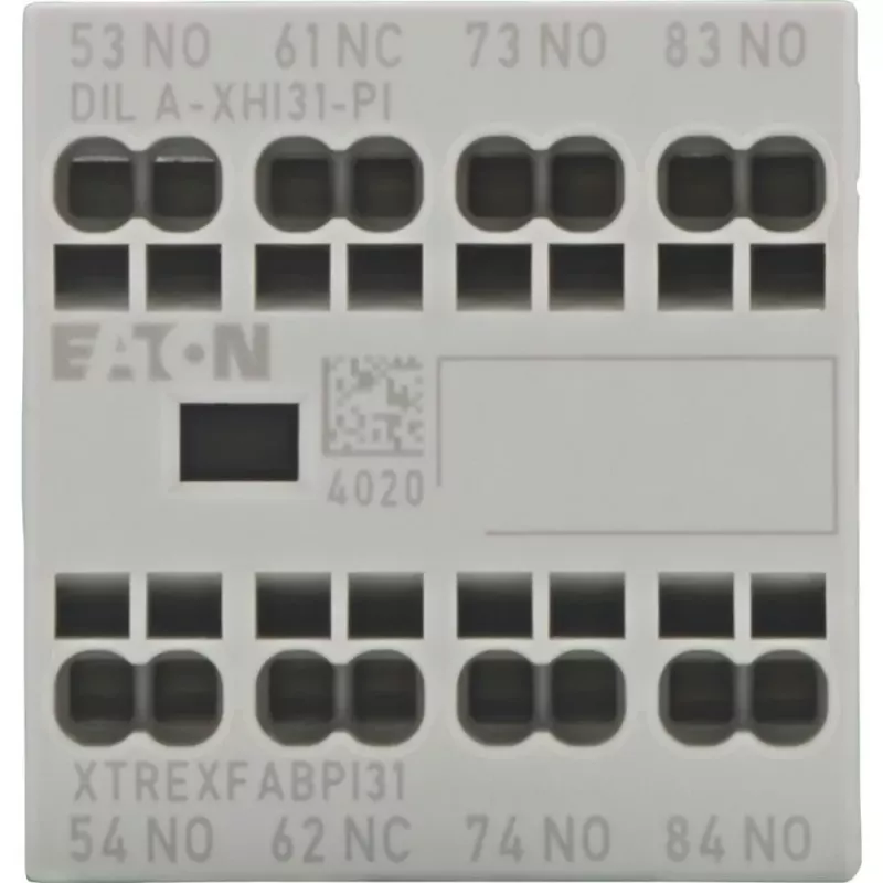 Eaton DILA-XHI31-PI Bloco de contactos auxiliares, 3NO+1NC, montagem frontal, terminais de parafuso, para contatores DILM7-DILM38 e relés DILA 199318