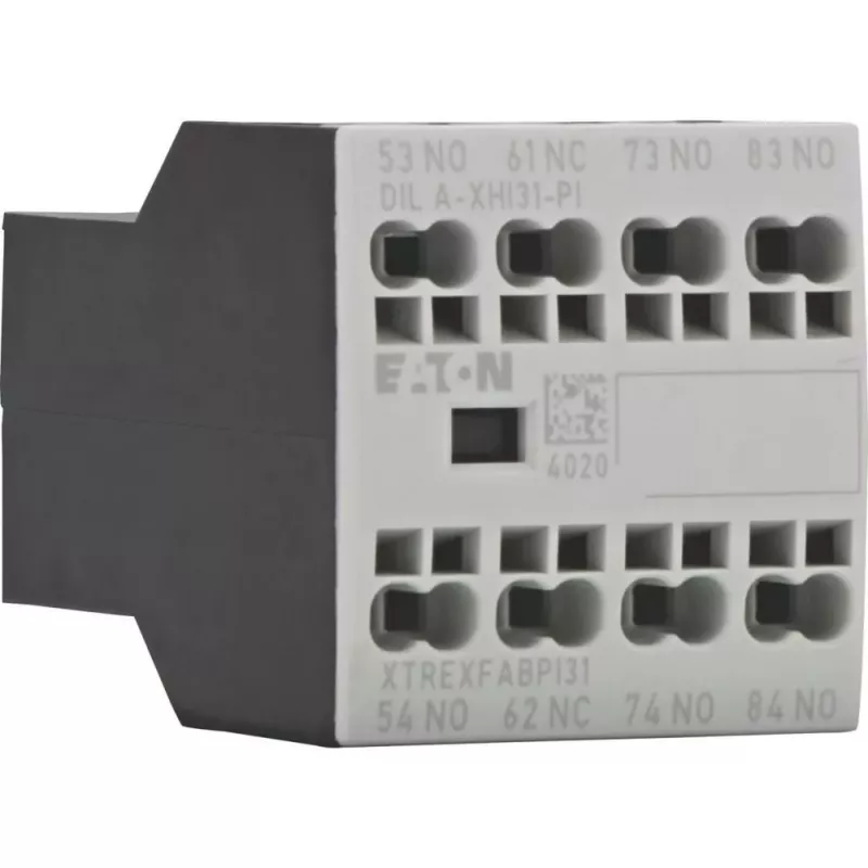 Eaton DILA-XHI31-PI Bloco de contactos auxiliares, 3NO+1NC, montagem frontal, terminais de parafuso, para contatores DILM7-DILM38 e relés DILA 199318