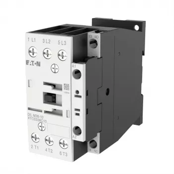 Contator de potência Eaton DILM38-10, bobina 230 V AC 50 Hz / 240 V AC 60 Hz, 3 polos, 38 A, 1 contacto auxiliar NO 112428