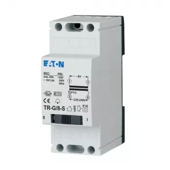 Transformador de campainha Eaton TR-G/8-S 230V para 8V 8VA montagem em calha DIN 272482