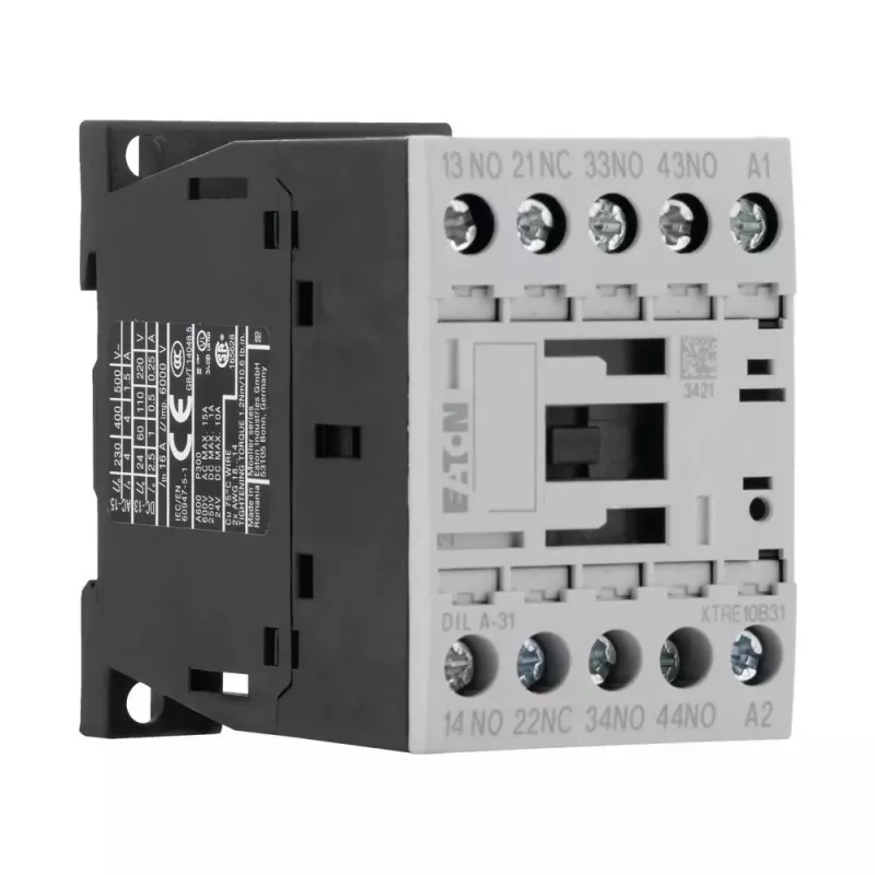 Contator auxiliar Eaton DILA-31 24 VDC 3 NO + 1 NC terminais de parafuso 1,6 kW