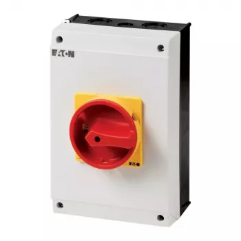 Eaton P3-63/I4/SVB/HI11 Interruptor-seccionador principal tripolar, 63 A, 690 V AC, manípulo rotativo vermelho/amarelo, IP65 207348
