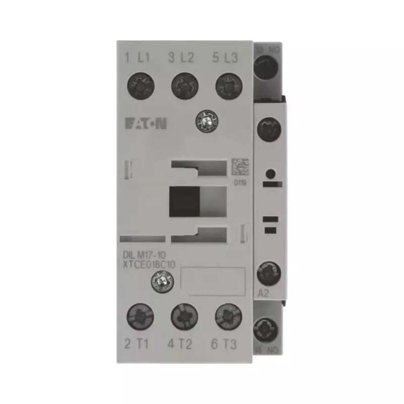 Eaton DILM17-10(RDC24) Contator tripolar, bobina 24 V DC, 17 A AC-3, 1 contacto auxiliar NO, IP00, preto/branco 277018