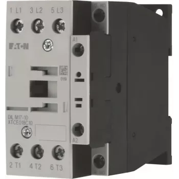 Eaton DILM17-10 24V 50Hz contator de potência tripolar, 1NO contacto auxiliar, 17A AC-3, 7,5kW, terminais de parafuso, IP00, montagem em calha DIN/parafuso 276991