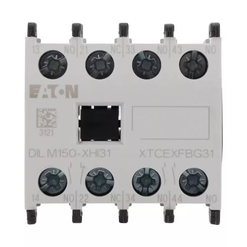 Eaton DILM150-XHI31 Bloco de contactos auxiliares, 3NO+1NC, montagem frontal, terminais de parafuso 277949