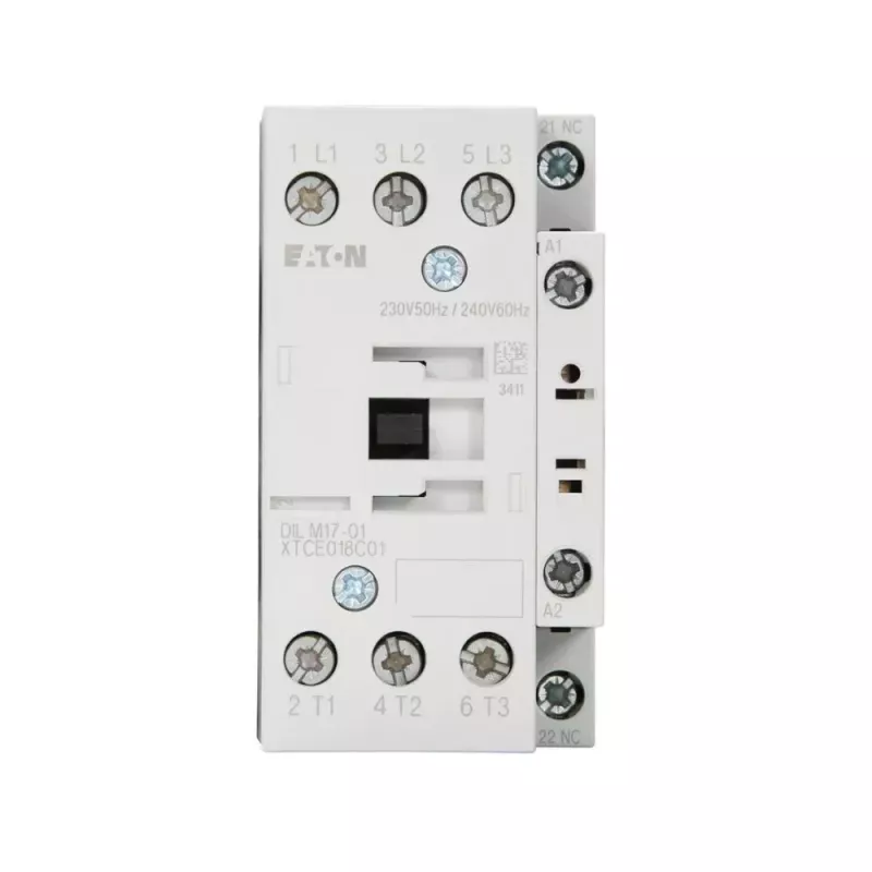 Eaton DILM17-01 Contator, tripolar, 17 A, bobina 230 V AC, 1 contacto auxiliar NC 277036