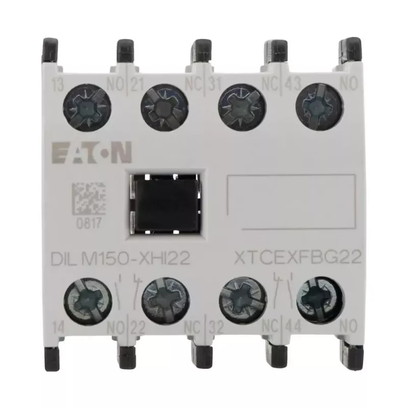 Eaton DILM150-XHI22 Bloco de contactos auxiliares, 2NO+2NC, montagem frontal, terminais de parafuso 277950
