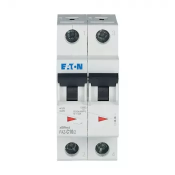 Eaton FAZ-C10/2 Disjuntor de proteção de linha (MCB), 10 A, bipolar, tipo C, 400 V AC, 10 kA 278756