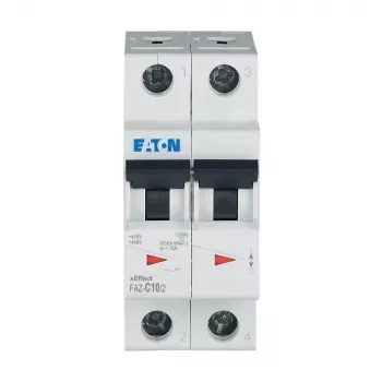 Eaton FAZ-C10/2 Disjuntor de proteção de linha (MCB), 10 A, bipolar, tipo C, 400 V AC, 10 kA 278756