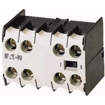 Eaton 02DILE bloco de contactos auxiliares, 2NO+2NC, montagem lateral, terminais de parafuso, preto/branco 010240