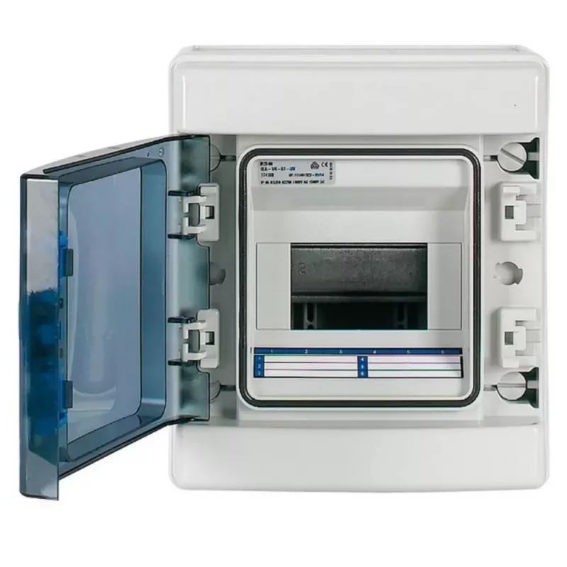 Eaton 174222 IKA-1/6-ST quadro de distribuição pequeno de superfície, 1 fila, 6 módulos, branco
