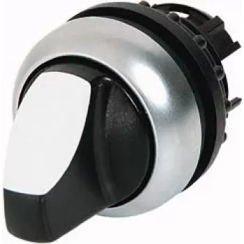 Eaton M22-WLK-W interruptor rotativo de chave, 2 posições com retenção, montagem de 22,5 mm, anel frontal titânio, chave preta