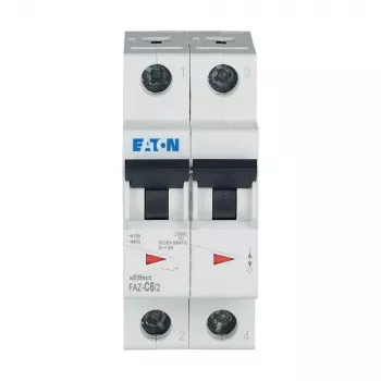 Eaton FAZ-C6/2 disjuntor de proteção de linha (MCB), 6 A, 2 polos, tipo C, 10 kA, 230/400 V AC 278754