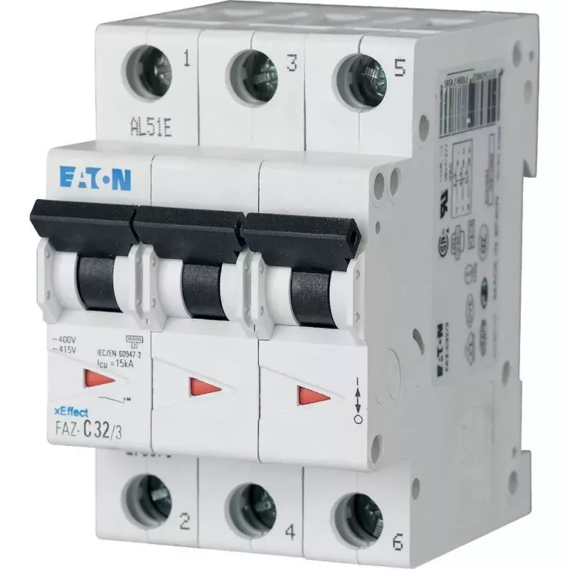 Eaton FAZ-B16/3 disjuntor de proteção de linha tipo B, 3 polos, 16 A 278847