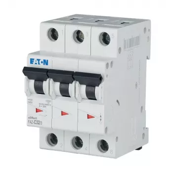 Eaton FAZ-C32/3 Disjuntor de proteção de linha tipo C, 32 A, 3 polos, 10 kA, calha DIN 278876