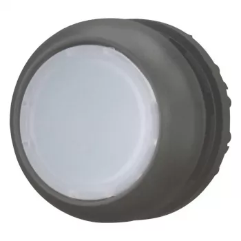 Eaton M22S-DL-W Atuador de botão de pressão, momentâneo, saliente, botão branco, aro preto, 22,5 mm 216924